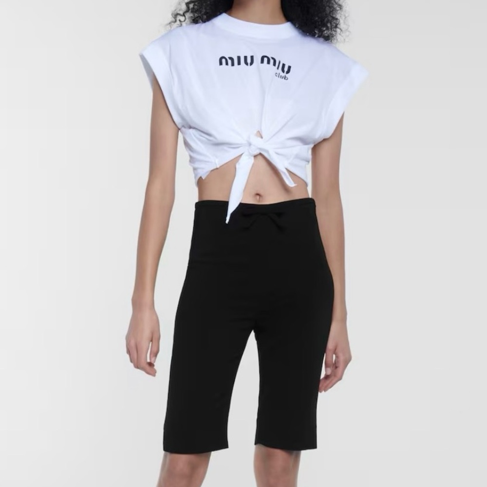 Miu Miu Black Capri Pants Shorts with Bow Size 36 XS